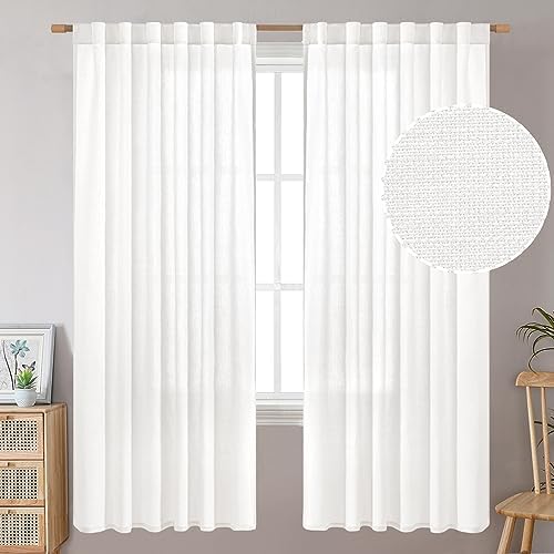 BGment Pure White Curtains 63 Inch Length 2 Panels Set for Bedroom