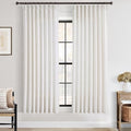 Natural Pinch Pleated Linen Curtains 63 Inch Length 2 Panel for Living