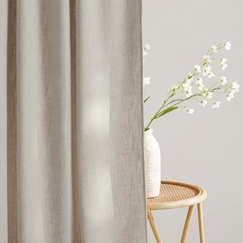 NICETOWN Taupe Thick Linen Curtains 84 Inches Long for Living Room 2