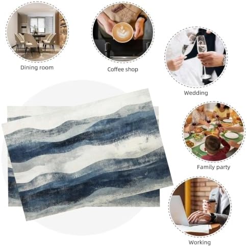 Blue-Gray Placemats Set of 8 - Durable Soft Washable Table