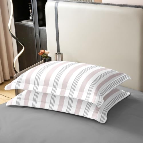 Feelyou Gray Stripes Duvet Cover 100% Cotton King Size Boys Girls