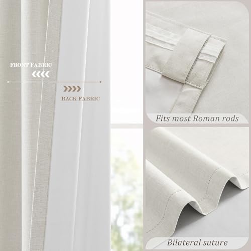Blackout Curtains for Bedroom 63 Inch Length Cream Beige 2 Panels