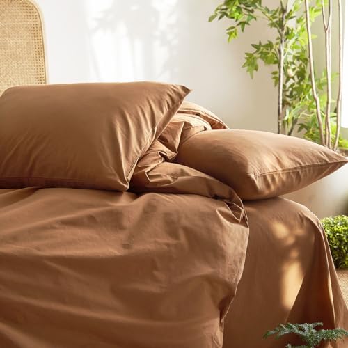 Wake In Cloud - Cotton Duvet Cover Set, 100% Washed Cotton, Linen Like