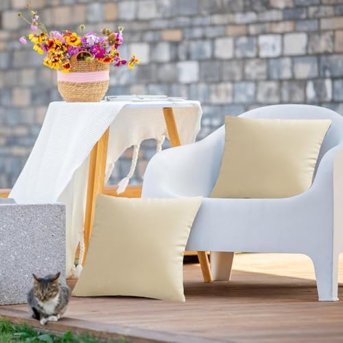 Outdoor Waterproof Pillow Covers 18x18 Set of 2 Decorative Patio