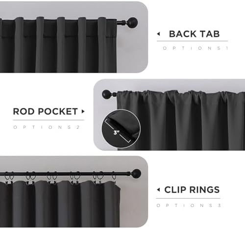 CUCRAF Blackout Curtains 84 Inches Length 2 Panels Set, Dark Grey Rod