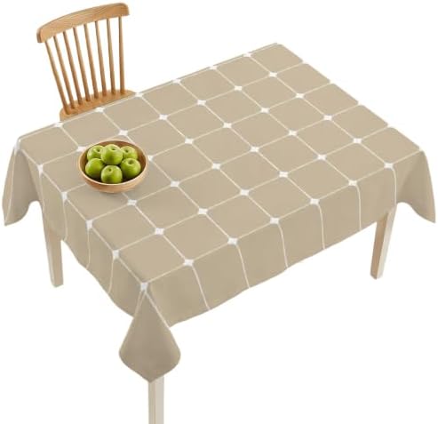 Waterproof Tablecloth - Taupe Gingham Oil Proof Spill Proof Table