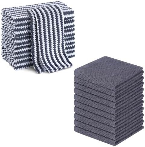 Homaxy 12 Pack Kitchen Dish Cloths, 10 x 10 inches, Dark Grey and 100%