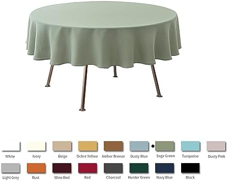maxmill Round Textured Tablecloth Spill-Proof Wrinkle Free Soft