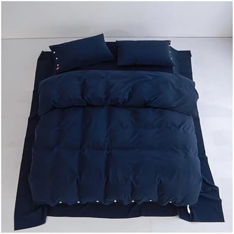 UOIO 100% Washed Cotton Linen Feel Soft Comfy 4Pcs Bedding Set Solid