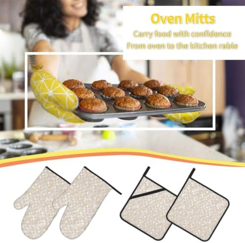 Mother of Pearl, Beige Light1 Heat Resistant Oven Mitts and Pot