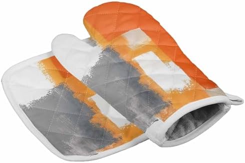 Quilted Cotton Terry Cloth Oven Mitt, Pot Holder Orange Gray Gradient