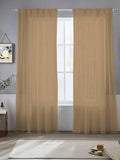 Solid Color Sheer Curtains 108 Inches Long 2 Panels, Semi Sheer Rod