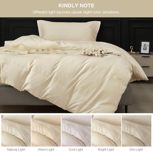 SAPHREAS 100% Washed Cotton Duvet Cover Twin Size Set, Linen Like