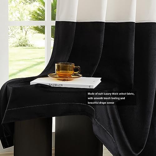 Modern Cream White Black Decorative Velvet Curtains 120 inches 2