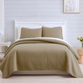 Oversized Twin Quilt Bedding Set with 1 Quilted Pillow Sham, Taupe