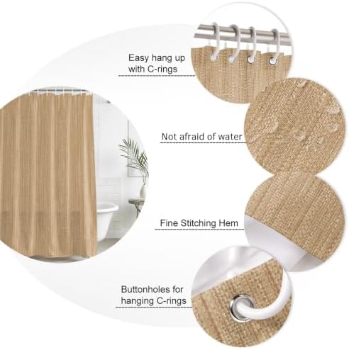 Shower Curtain Bathroom Set Minimalist Light Brown Waterproof Fabric