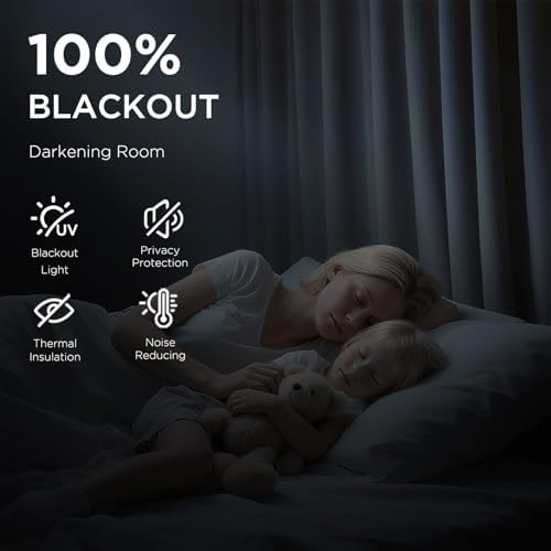 CUCRAF 100% Blackout Curtains 72 inches Length 2 Panels Set, Room