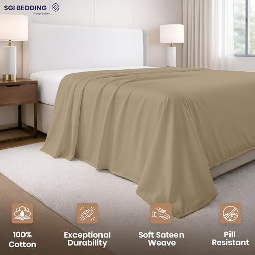 SGI bedding 600 Thread Count 100% Egyptian Cotton Queen Flat Sheet