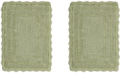 100% Cotton Tufted Sage Bathroom Rugs Sets 2 Piece - 17" x 24"|17" x