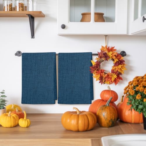 Minimalist Blue Beige Kitchen Towels Set of 3 Rustic Traditional