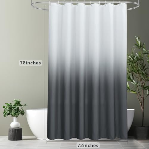AooHome Fabric Shower Curtains, Cloth Ombre Grey Shower Curtain Sets