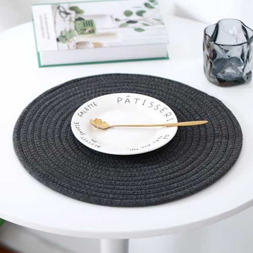 Round Woven Placemats Set of 8 Heat Resistant Placemats 13.5 Inches
