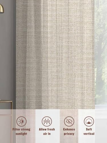 Cream Semi Sheer Curtains 108 inches Long Window Treatments Curtains