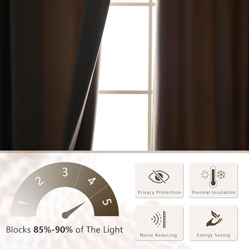Macochico Blackout Linen Curtains 72 inches Long for Bedroom Living