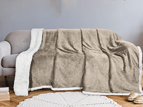 Tirrinia Sherpa Throw Plush Blanket Camel Throw Twin Size 60inch x