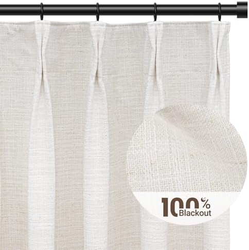 100% Blackout Shield Pinch Pleated Curtains 84 Inch Length 2 Panels