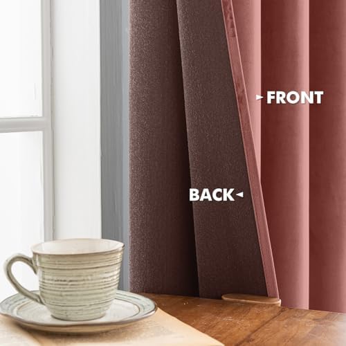 ANRODUO Dusty Rose Velvet Curtains 120 Inch Length for Bedroom 2