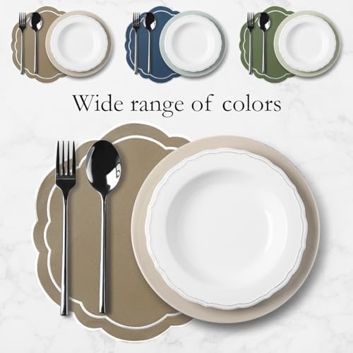 Round Placemats Set of 4, Cotton Linen- Double Layered, Luxury