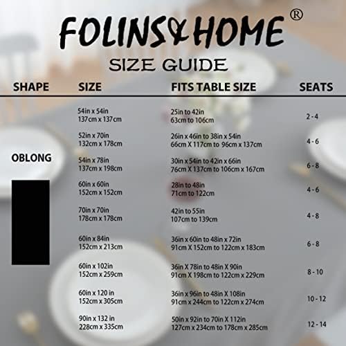 FOLINS&HOME Grey Square Tablecloth, 70 x 70 Inch Waterproof Table