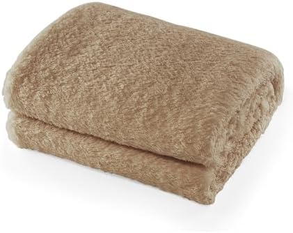 Cozy Chenille Sherpa Throw Blanket, Light Brown, 108" x 90"