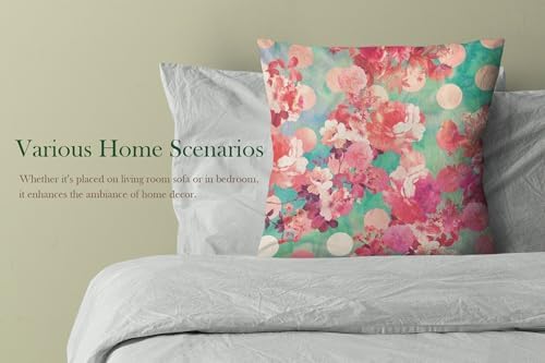 Decorative Throw Pillow Case Aqua Mint Turquoise Romantic Retro Floral