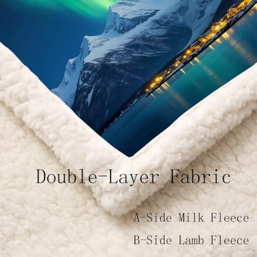 Polar Night Double-Layer Reversible Sherpa Throw Blanket 60”x 80”
