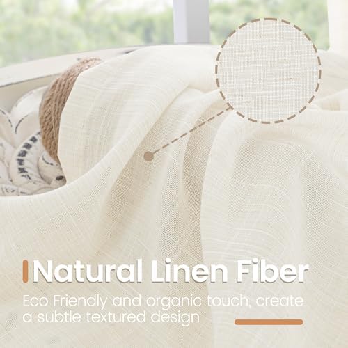 BGment Ivory Linen Curtains 63 Inches Long for Living Room - Semi