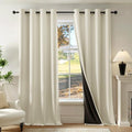 Beauoop Cream 100% Blackout Curtains for Bedroom Living Room 52x84 2