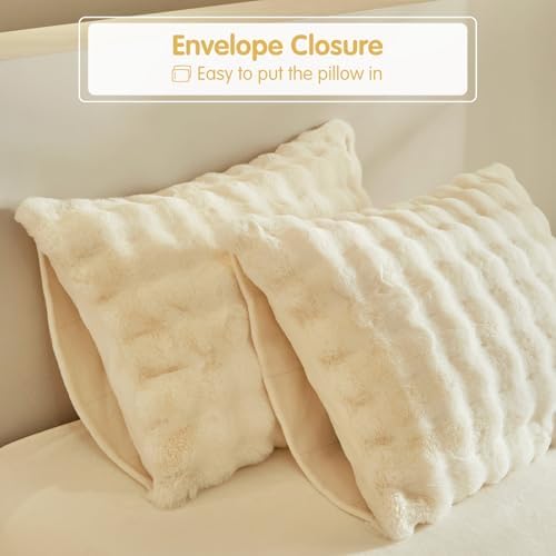 Tokokimo Faux Fur Comforter Set King Size, Ultra Soft Reversible