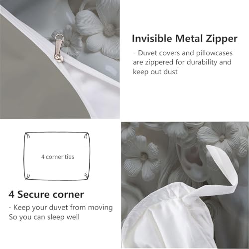 Duvet Cover Set King, Elegant Beauty Relief Brushed Microfiber