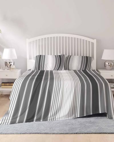 4 Piece King Sheet Set Gray Vertical Stripes Sheets Set for King Size