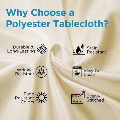 Leading Linens 60x102 Inch Rectangle Ivory Polyester Tablecloth