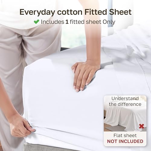 Soft Natural 100% Cotton Sateen Extra Long Twin Fitted Sheets, Bright