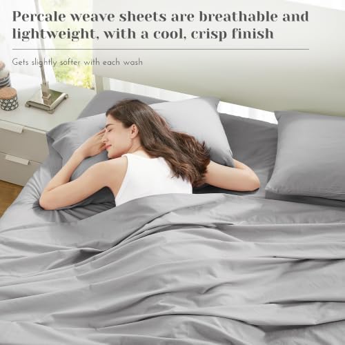 Comfort Spaces 100% Cotton Percale Sheets Queen Sheet Set 4 Piece