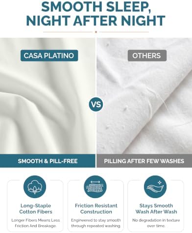 Casa Platino Split King Percale Sheet Set– 7 Piece 100% Cotton Sheet