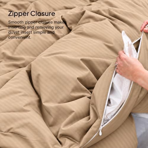 Egyptian Cotton Duvet Cover, Hotel Bedding, King, Beige Striped