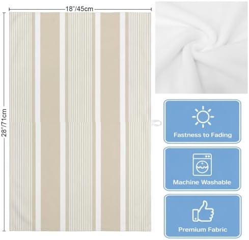 Beige Stripe Kitchen Towels Set of 3,Absorbent Dish Towels for