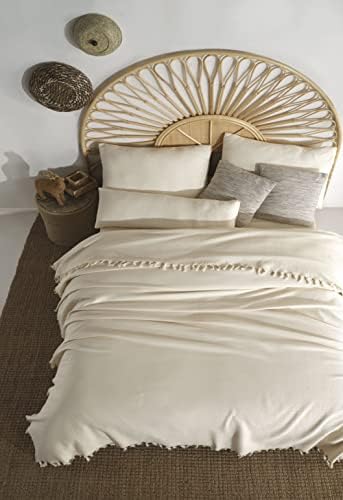 Handmade Undyed Natural Pure Cotton King Herringbone Blanket Coverlet