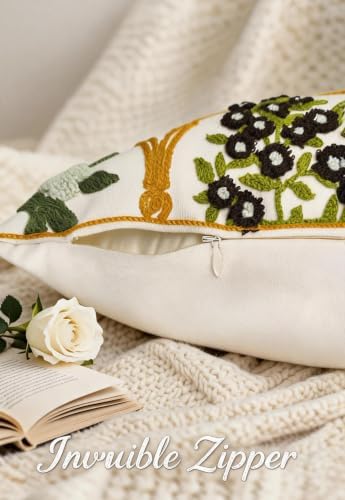 Alysheer Floral Decorative Embroidered Throw Pillow Cover 18"x18"