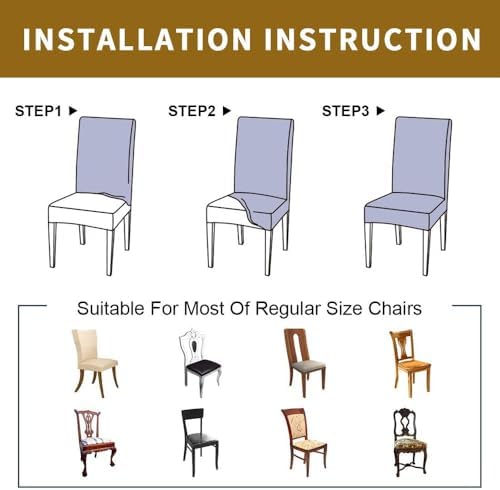 Beige Striped Dining Chair Covers Set of 2, Modern Farmhouse Beige